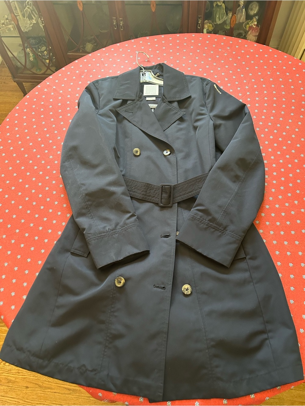 Geox Navy Double-Breasted Trench Coat with Belt light weight - see measurements.